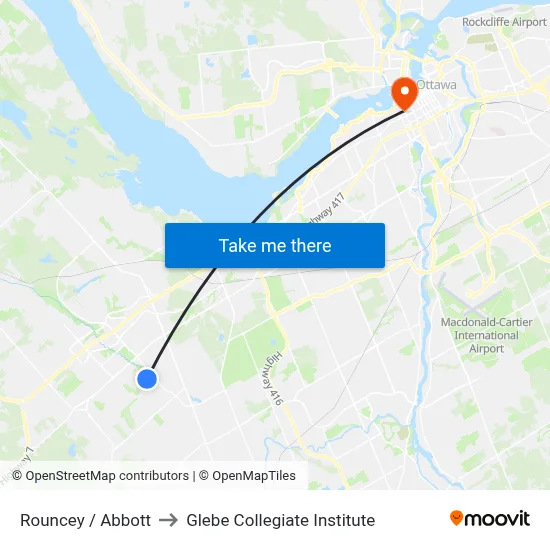 Rouncey / Abbott to Glebe Collegiate Institute map