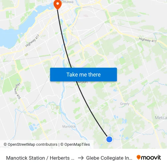 Manotick Station / Herberts Corners to Glebe Collegiate Institute map