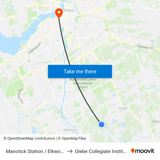 Manotick Station / Elkwood to Glebe Collegiate Institute map