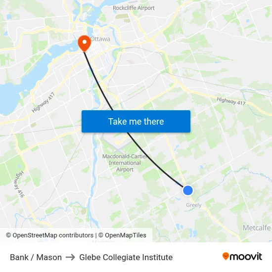 Bank / Mason to Glebe Collegiate Institute map