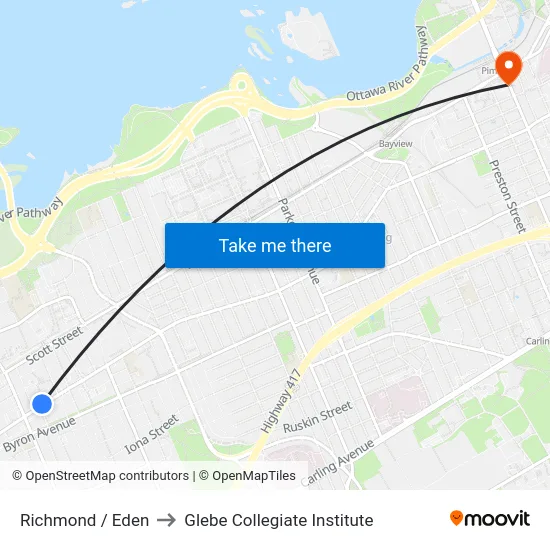 Richmond / Eden to Glebe Collegiate Institute map