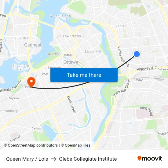 Queen Mary / Lola to Glebe Collegiate Institute map
