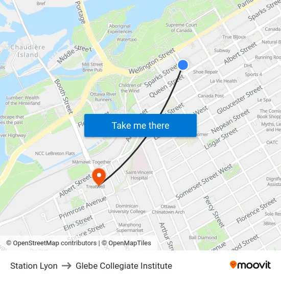 Station Lyon to Glebe Collegiate Institute map