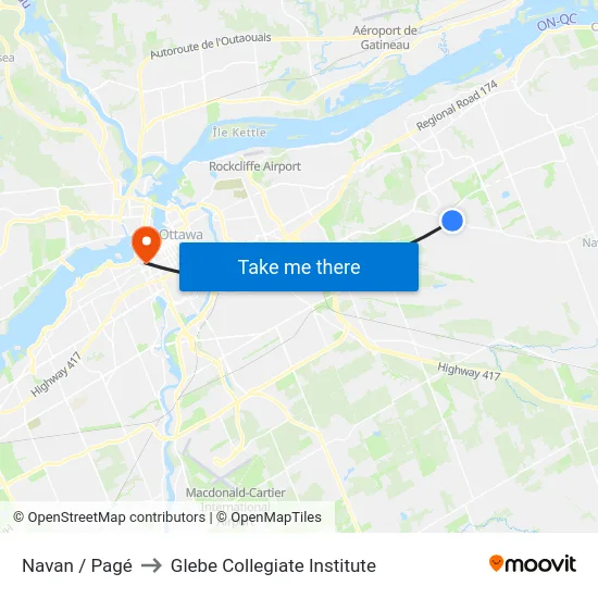 Navan / Pagé to Glebe Collegiate Institute map
