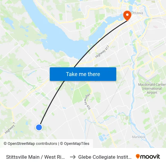 Stittsville Main / West Ridge to Glebe Collegiate Institute map