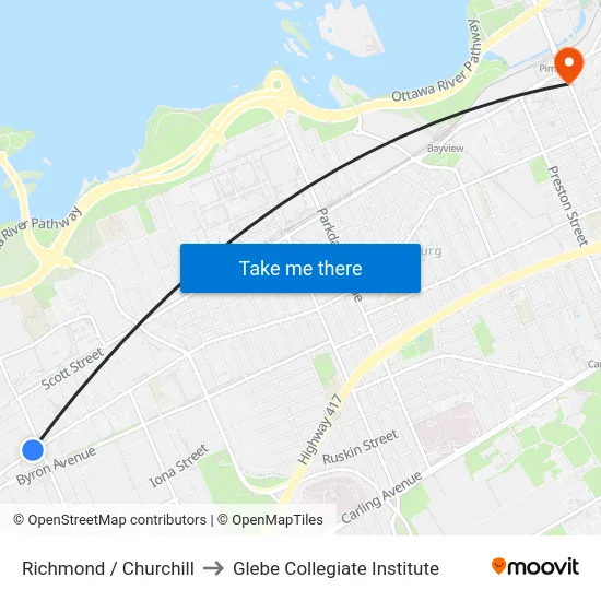 Richmond / Churchill to Glebe Collegiate Institute map