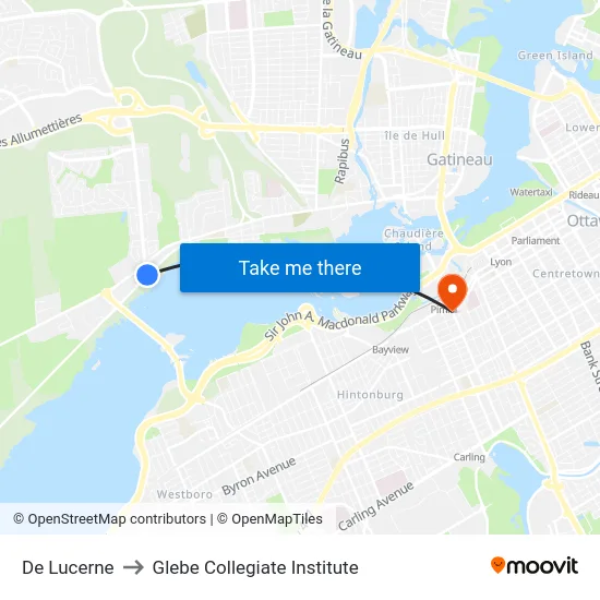 De Lucerne to Glebe Collegiate Institute map