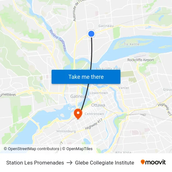 Station Les Promenades to Glebe Collegiate Institute map