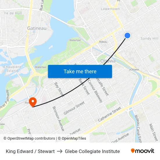 King Edward / Stewart to Glebe Collegiate Institute map