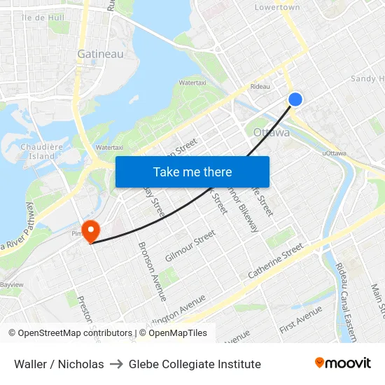 Waller / Nicholas to Glebe Collegiate Institute map