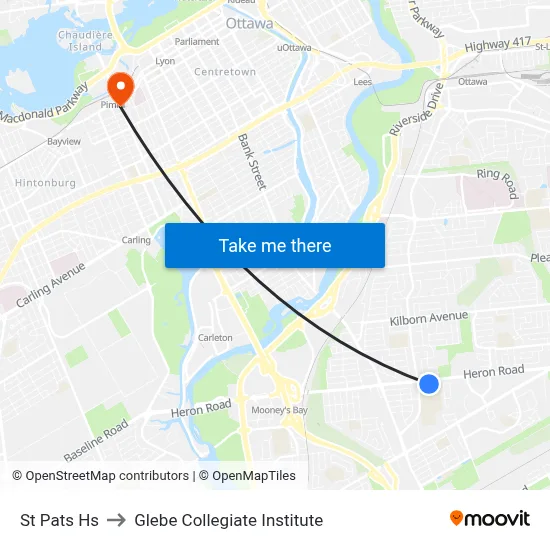 St Pats Hs to Glebe Collegiate Institute map