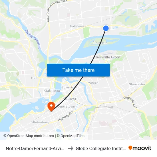 Notre-Dame/Fernand-Arvisais to Glebe Collegiate Institute map