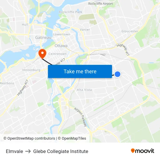 Elmvale to Glebe Collegiate Institute map