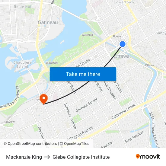 Mackenzie King to Glebe Collegiate Institute map