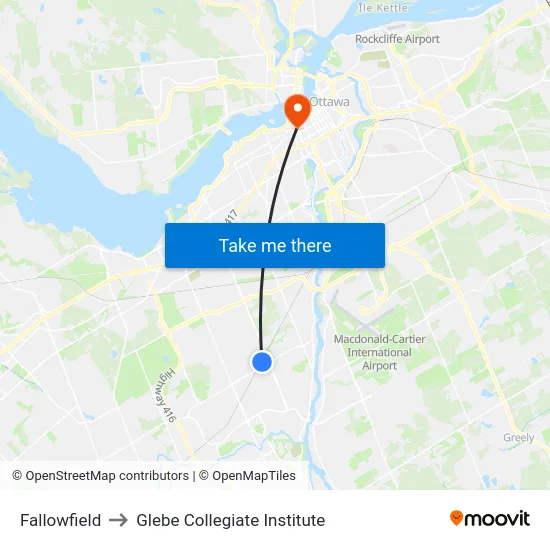 Fallowfield to Glebe Collegiate Institute map