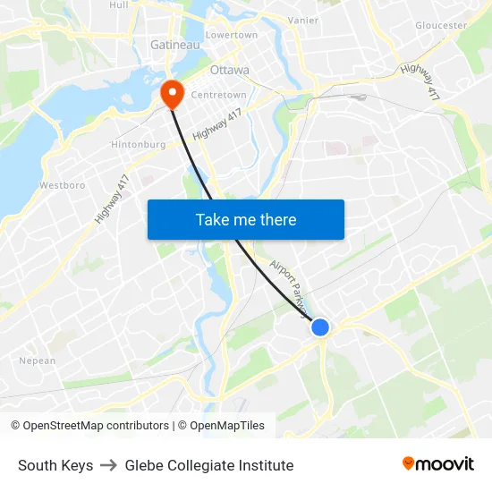 South Keys to Glebe Collegiate Institute map