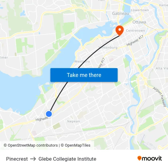 Pinecrest to Glebe Collegiate Institute map