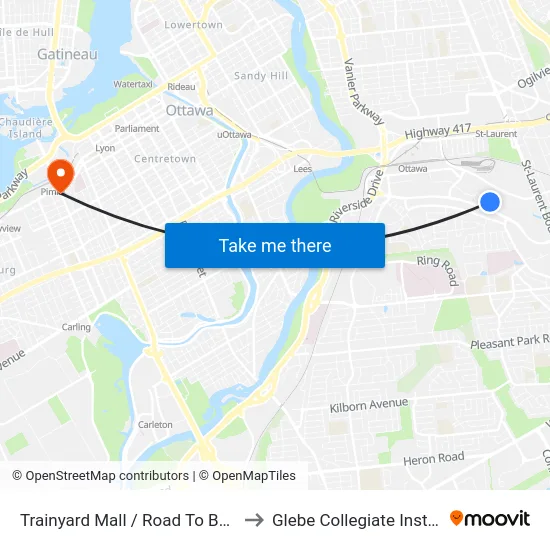 Trainyard Mall / Road To Belfast to Glebe Collegiate Institute map