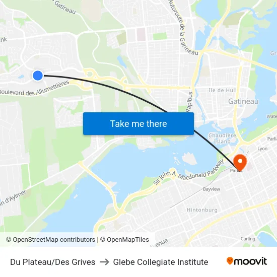 Du Plateau/Des Grives to Glebe Collegiate Institute map