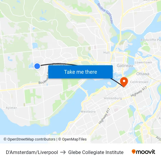 D'Amsterdam/Liverpool to Glebe Collegiate Institute map