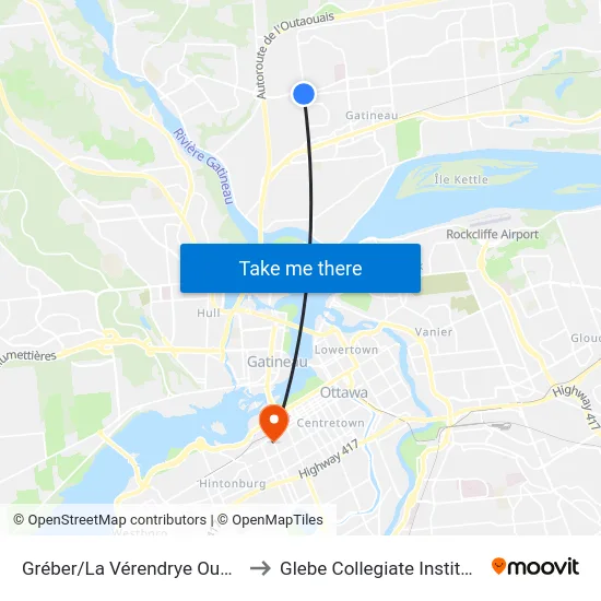 Gréber/La Vérendrye Ouest to Glebe Collegiate Institute map