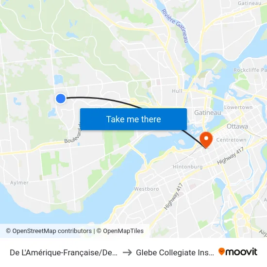 De L'Amérique-Française/De Gênes to Glebe Collegiate Institute map