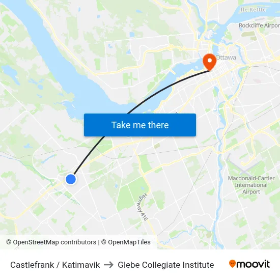 Castlefrank / Katimavik to Glebe Collegiate Institute map