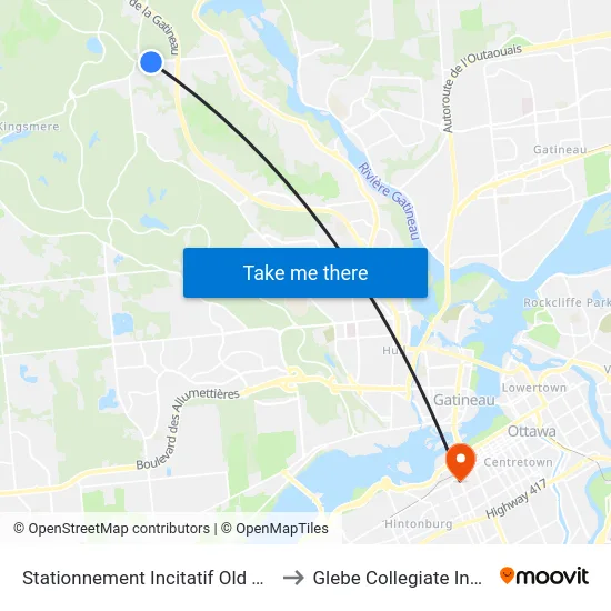 Stationnement Incitatif Old Chelsea to Glebe Collegiate Institute map