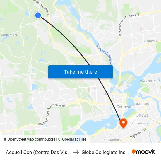 Accueil Ccn (Centre Des Visiteurs) to Glebe Collegiate Institute map