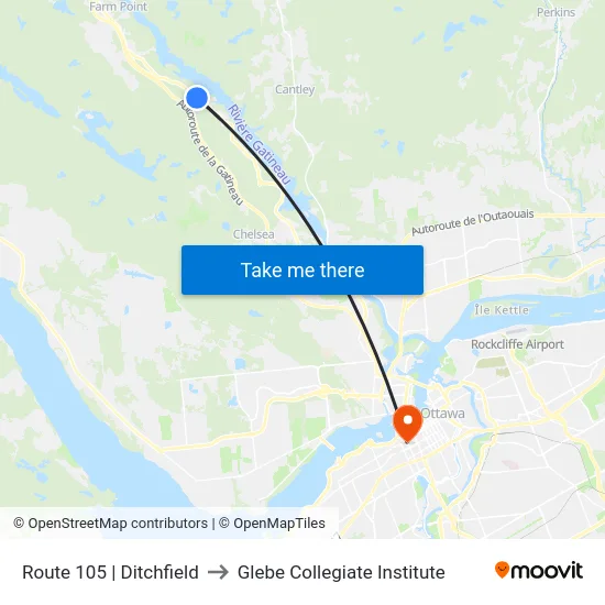Route 105 | Ditchfield to Glebe Collegiate Institute map