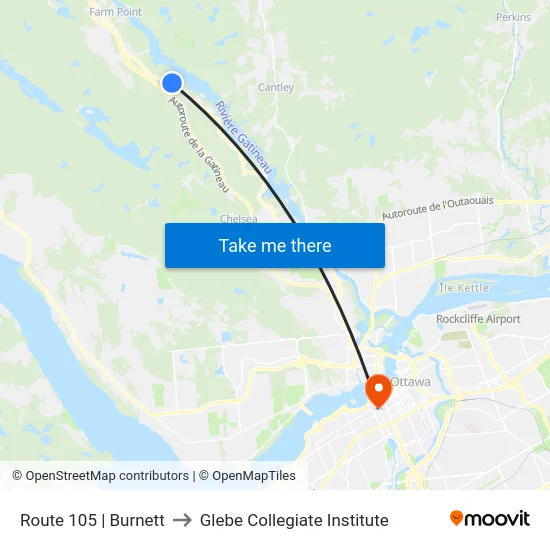 Route 105 | Burnett to Glebe Collegiate Institute map