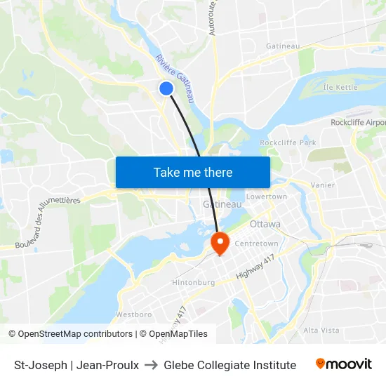 St-Joseph | Jean-Proulx to Glebe Collegiate Institute map