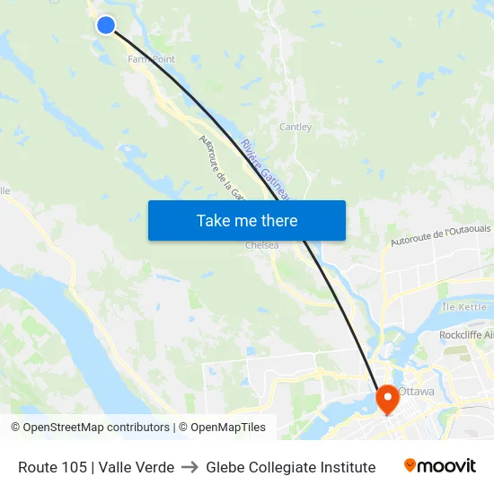 Route 105 | Valle Verde to Glebe Collegiate Institute map