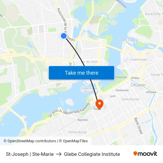 St-Joseph | Ste-Marie to Glebe Collegiate Institute map