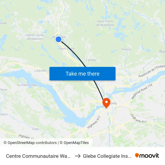 Centre Communautaire Wakefield to Glebe Collegiate Institute map
