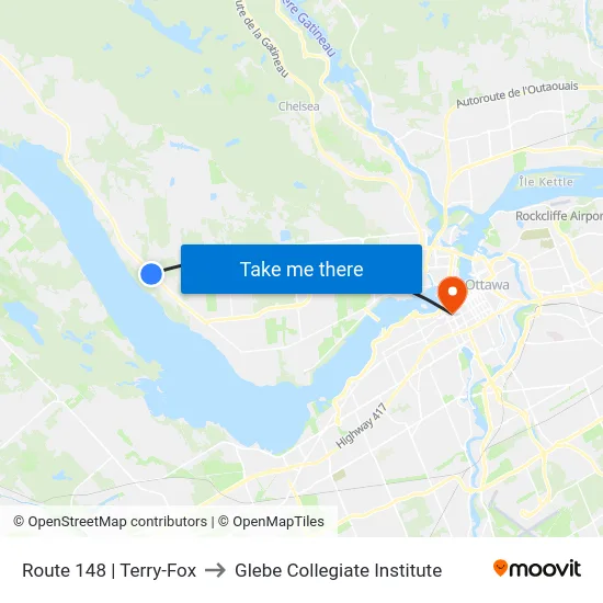 Route 148 | Terry-Fox to Glebe Collegiate Institute map