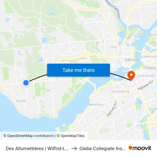 Des Allumettières | Wilfrid-Lavigne to Glebe Collegiate Institute map