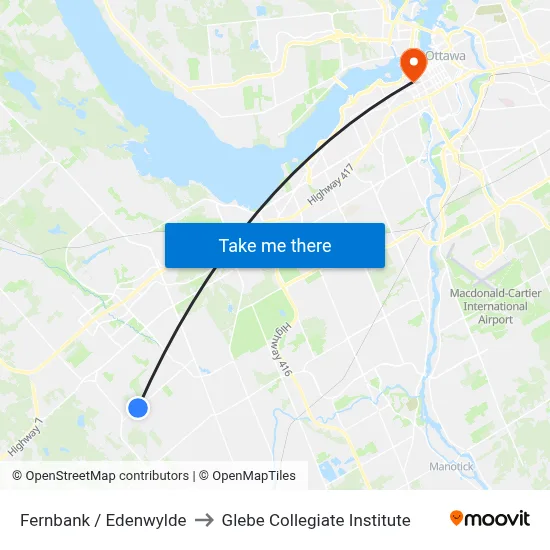 Fernbank / Edenwylde to Glebe Collegiate Institute map