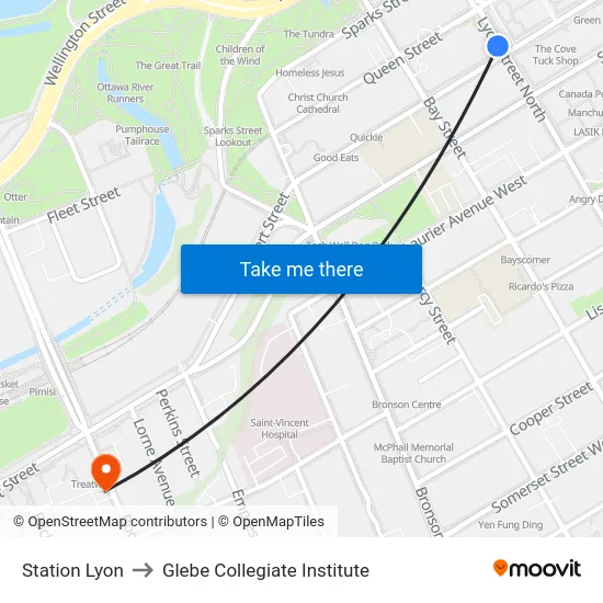 Station Lyon to Glebe Collegiate Institute map