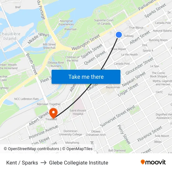 Kent / Sparks to Glebe Collegiate Institute map