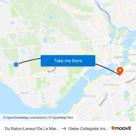 Du Raton-Laveur/De La Marmotte to Glebe Collegiate Institute map
