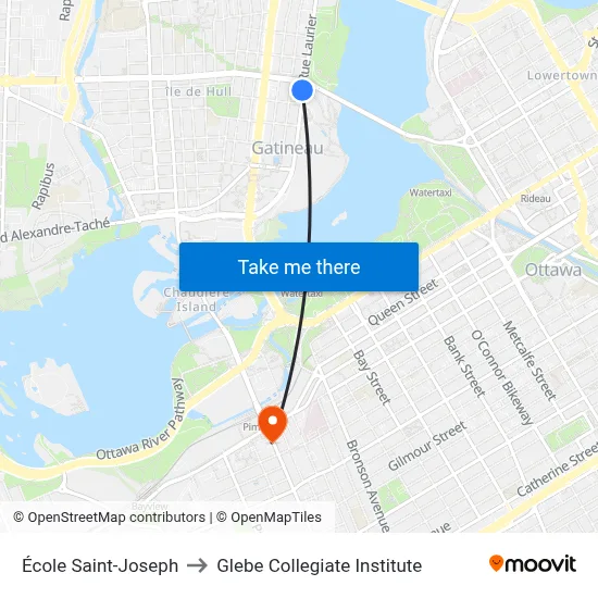 École Saint-Joseph to Glebe Collegiate Institute map