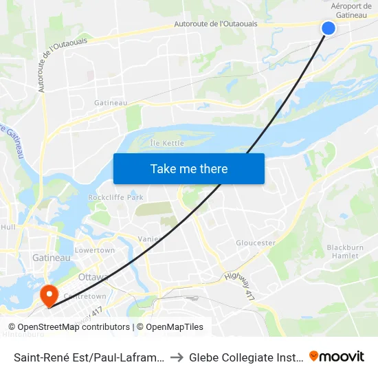 Saint-René Est/Paul-Laframboise to Glebe Collegiate Institute map