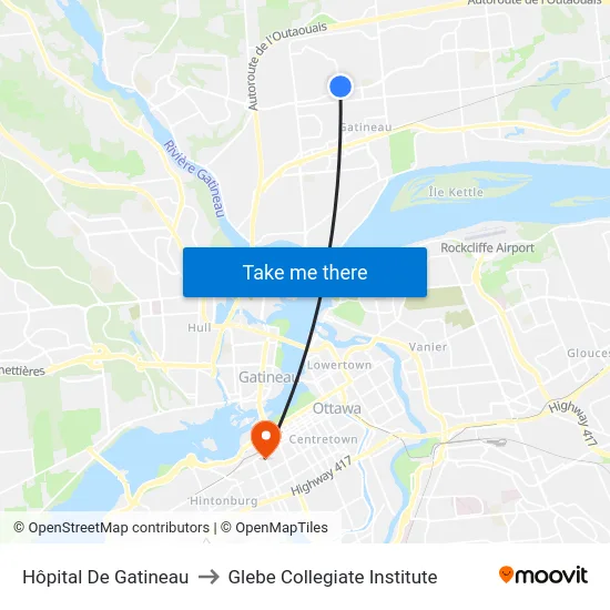 Hôpital De Gatineau to Glebe Collegiate Institute map