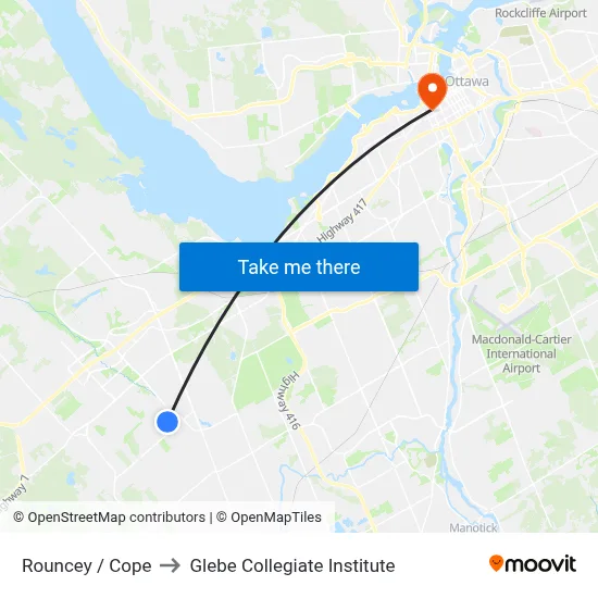 Rouncey / Cope to Glebe Collegiate Institute map