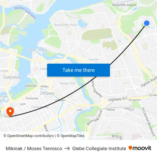 Mikinak / Moses Tennisco to Glebe Collegiate Institute map
