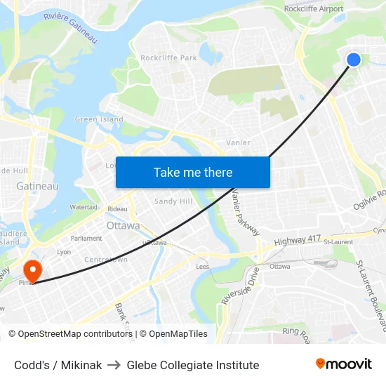 Codd's / Mikinak to Glebe Collegiate Institute map