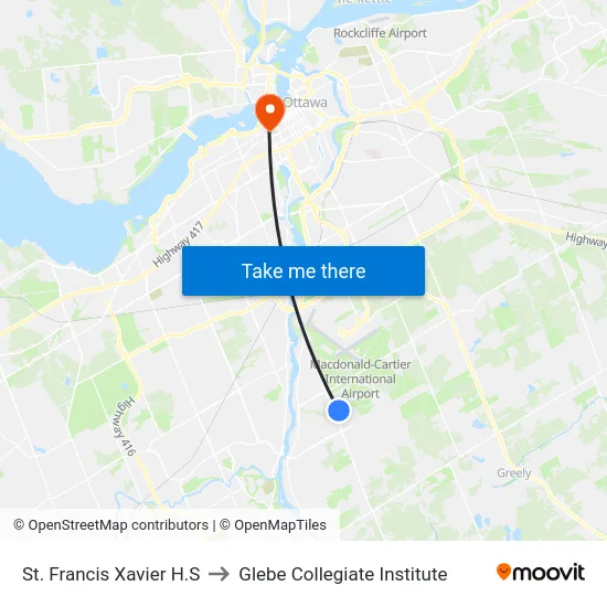 St. Francis Xavier H.S to Glebe Collegiate Institute map