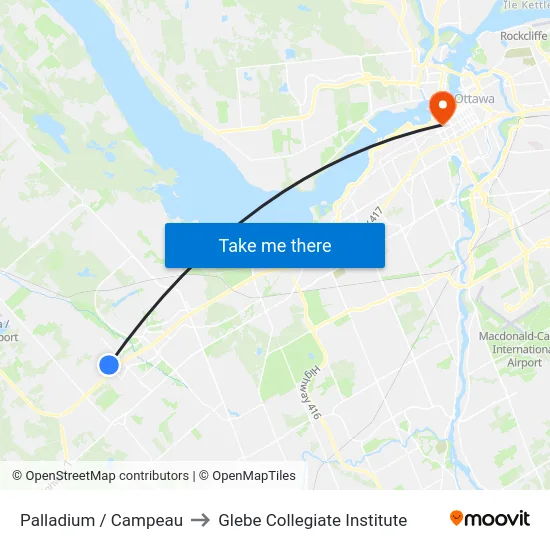 Palladium / Campeau to Glebe Collegiate Institute map