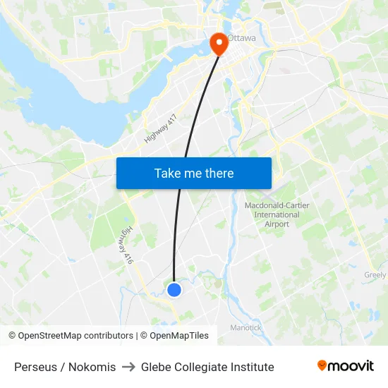 Perseus / Nokomis to Glebe Collegiate Institute map